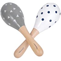 Kindsgut - Maracas de Madera para bebé- Topos y triángulos